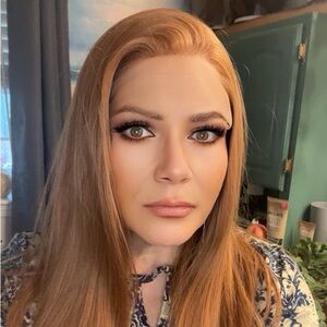Natural Copper Blonde Long Straight Wig - Sleek Shine Finish